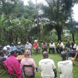 Discussions with Butta sub-county farmers participating in the project's long-term trials. Photo May Muthuri